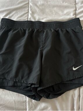 Nike Women’s Black Athletic Running Shorts with White Swoosh